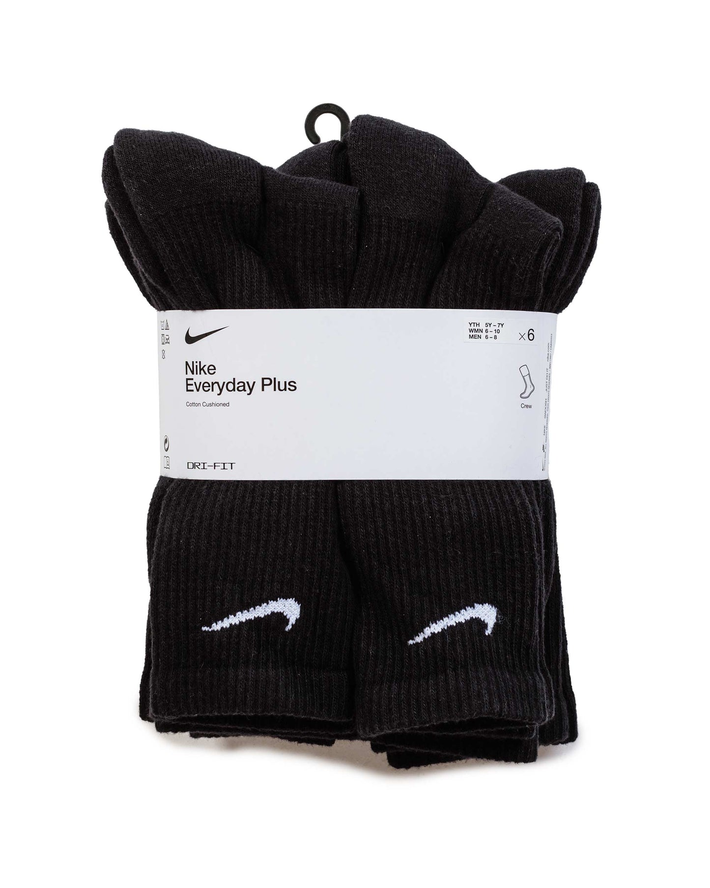 Nike DRI-FIT Everyday Plus Cushion Crew Socks Black (6 Pack)