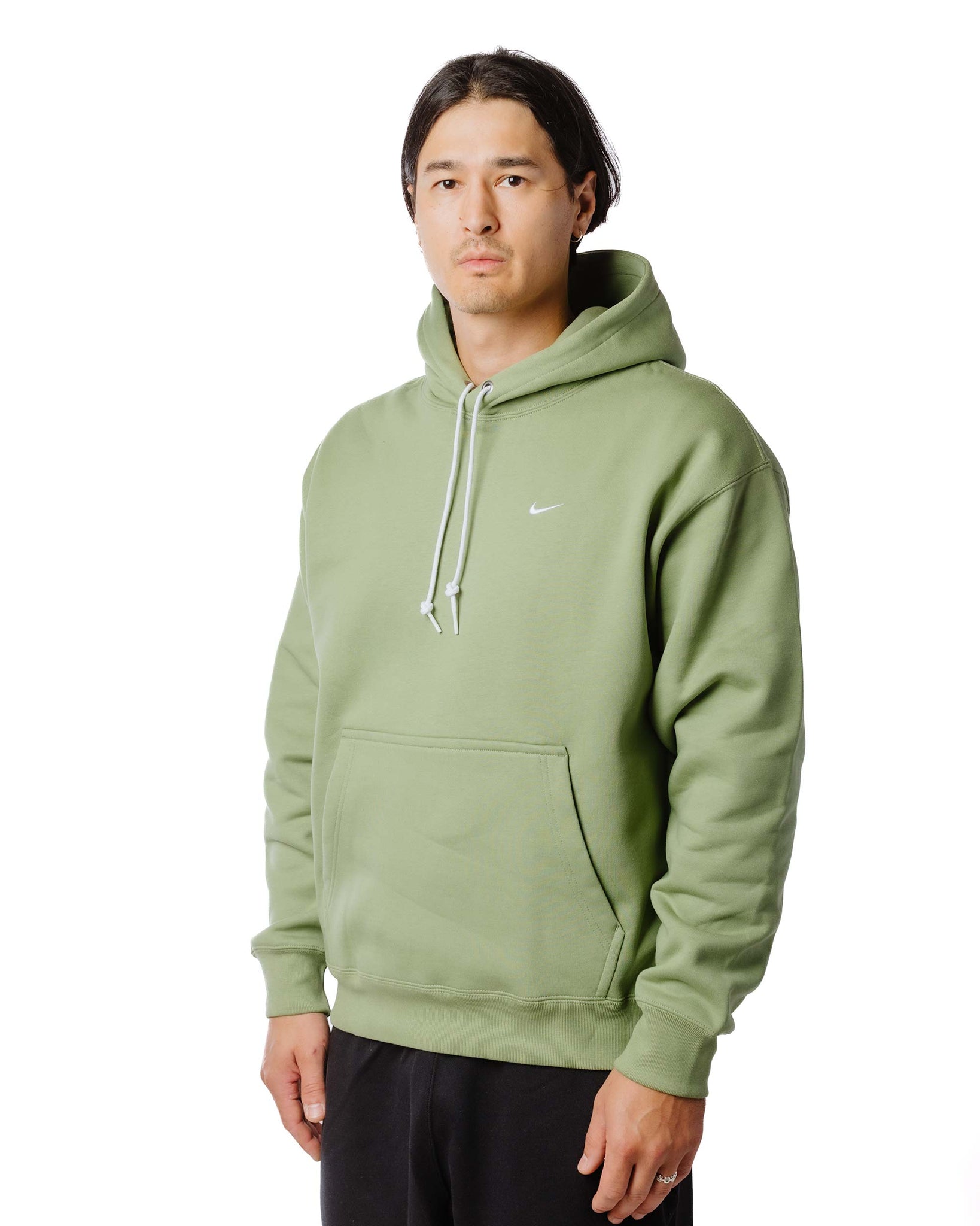 Nike Solo Swoosh Fleece Pullover Hoodie Oil Green