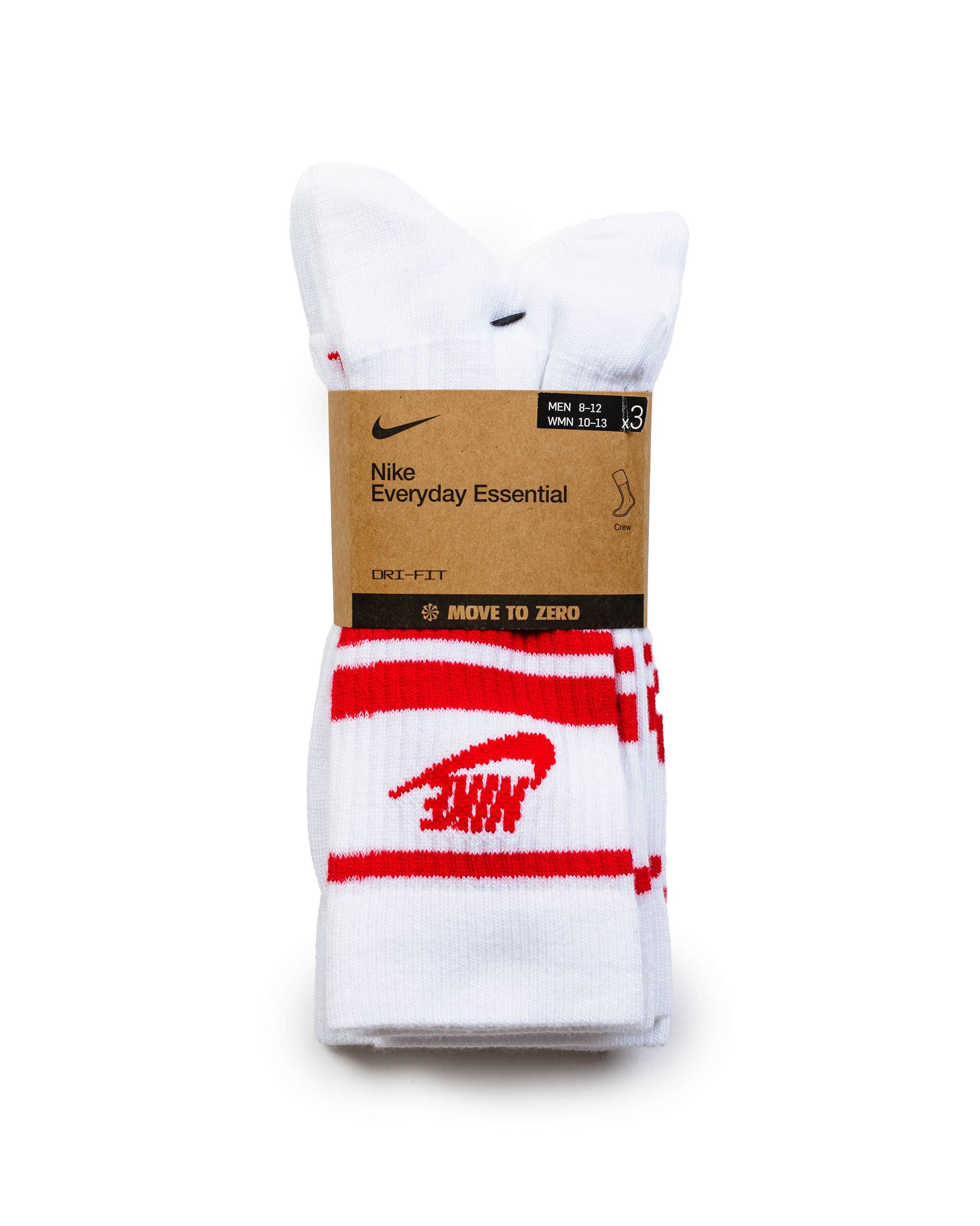 Nike Sportswear Everyday Essential Crew Socks White University Red 3 Pack