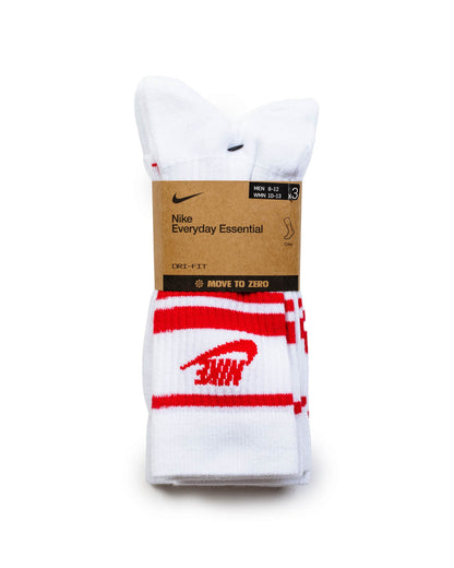 Nike Sportswear Everyday Essential Crew Socks White/University Red (3 Pack)