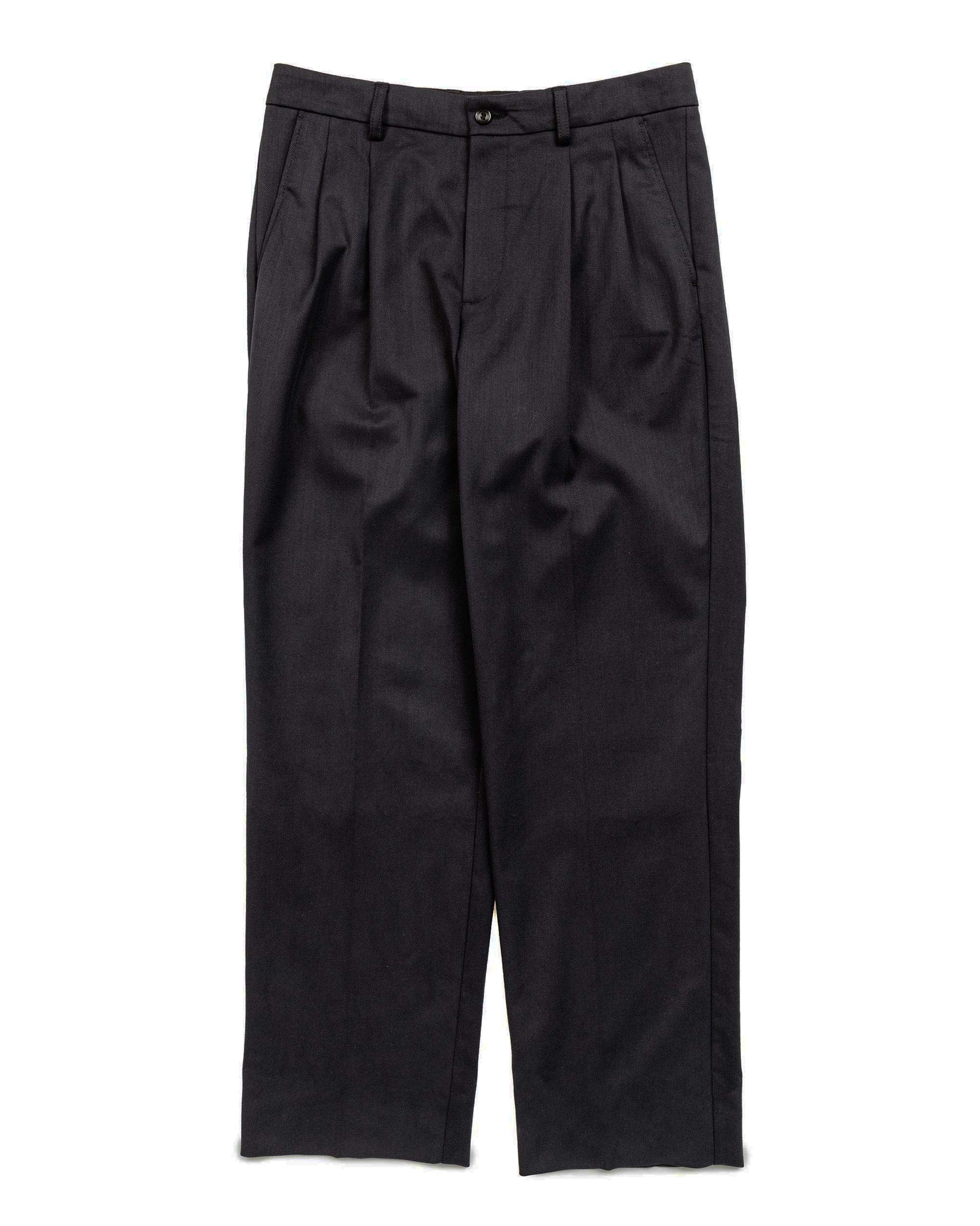 Norse Projects Benn Relaxed Cotton Wool Twill Pleated Trouser Black-1