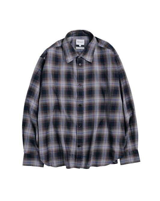 Norse Projects Falster Fine Cotton Flannel Check Oversize Shirt Darkest Purple