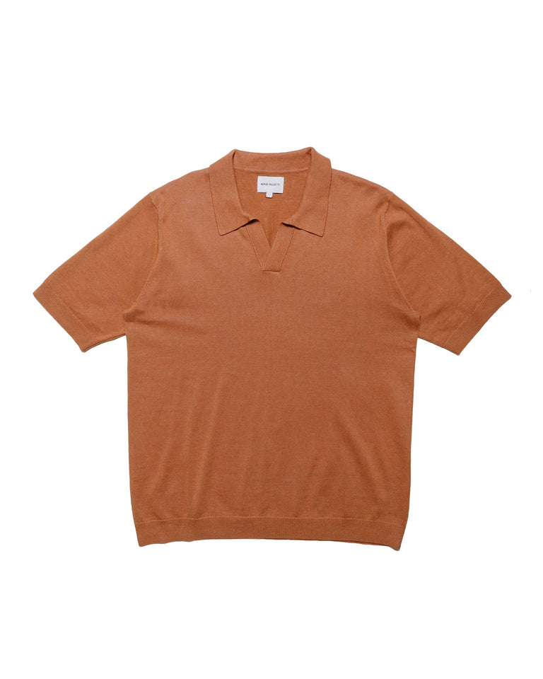 Norse Projects Leif Cotton Linen Polo Red Clay