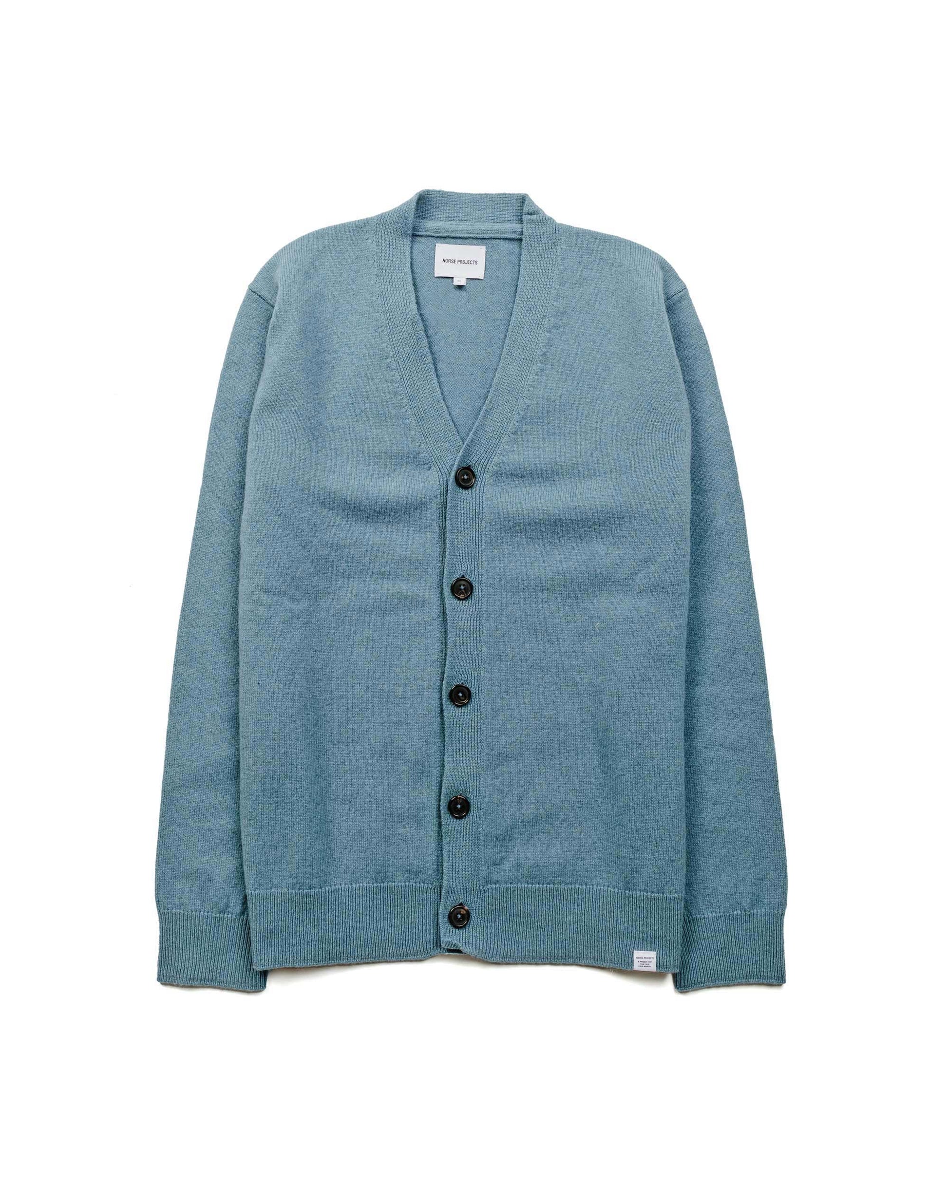 Norse Projects Adam Lambswool Cardigan Light Stone Blue