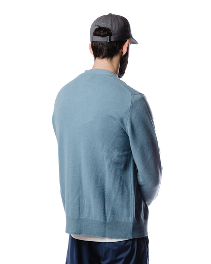 Norse Projects Adam Lambswool Cardigan Light Stone Blue Model Rear