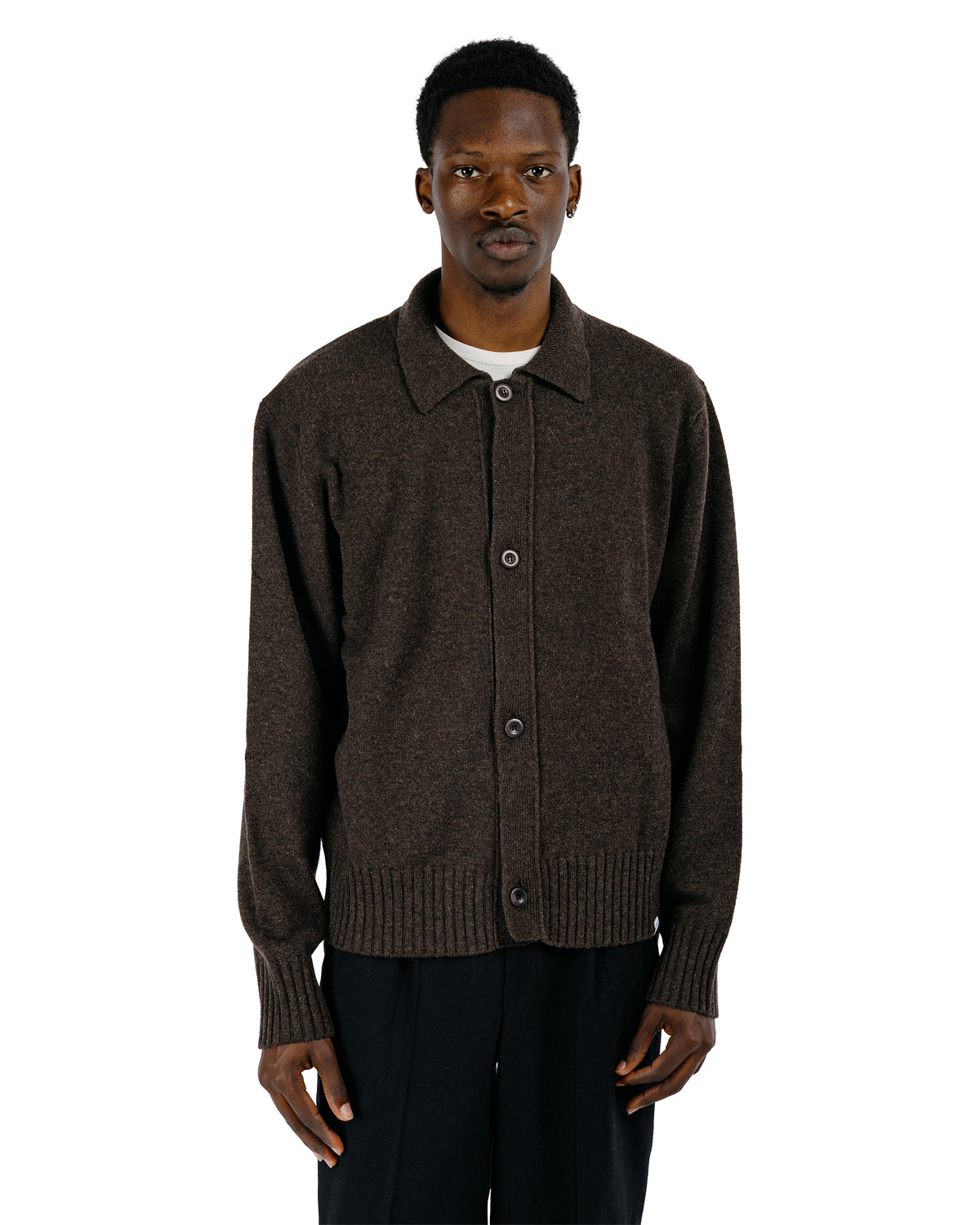 Norse Projects Aldrup Lambswool Cardigan Heathland Brown