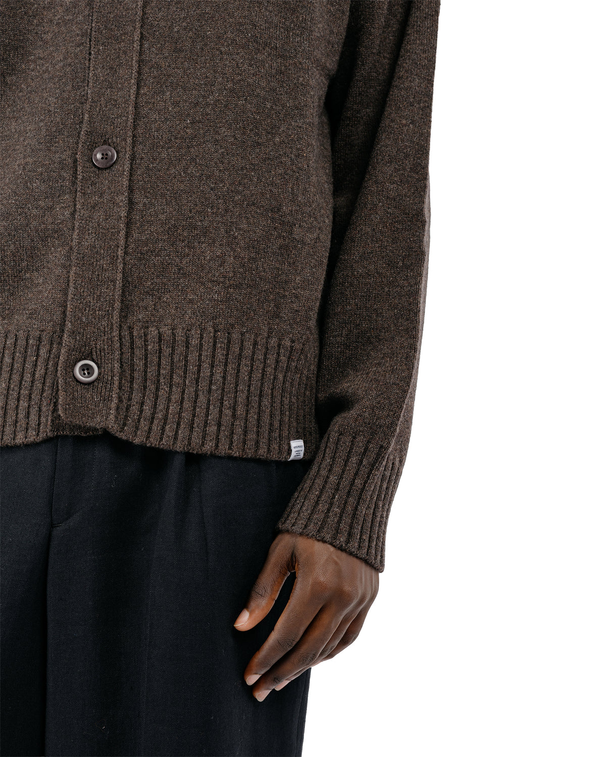Norse Projects Aldrup Lambswool Cardigan Heathland Brown