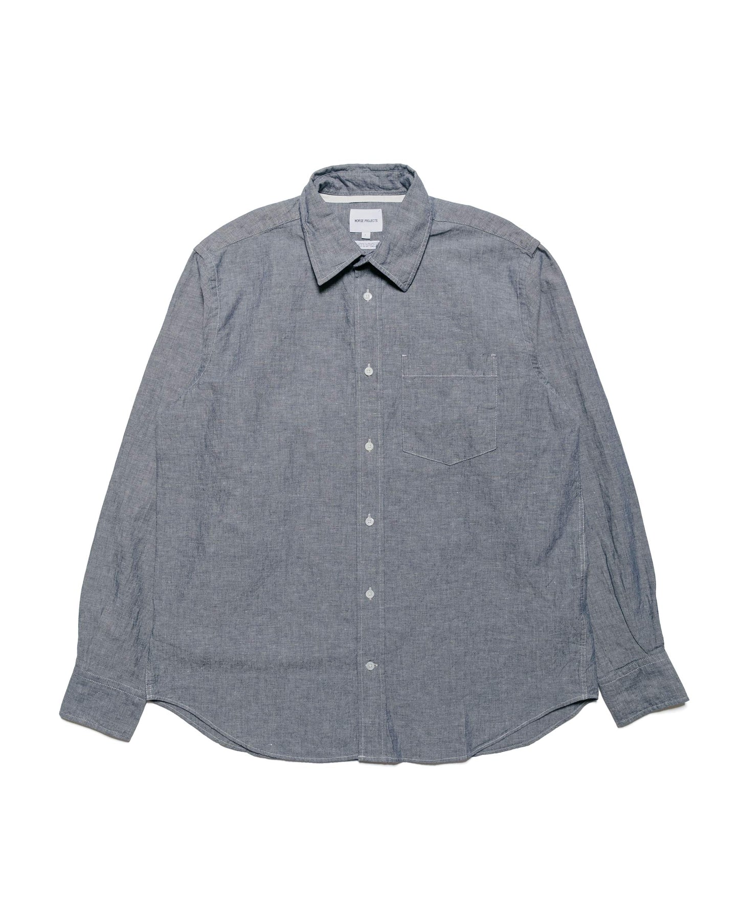 Norse Projects Algot Relaxed Cotton Linen Shirt Dark Navy