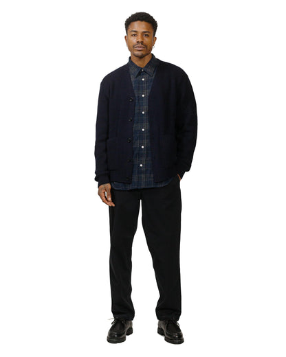 Norse Projects Algot Relaxed Wool Check Shirt Dark Navy model full