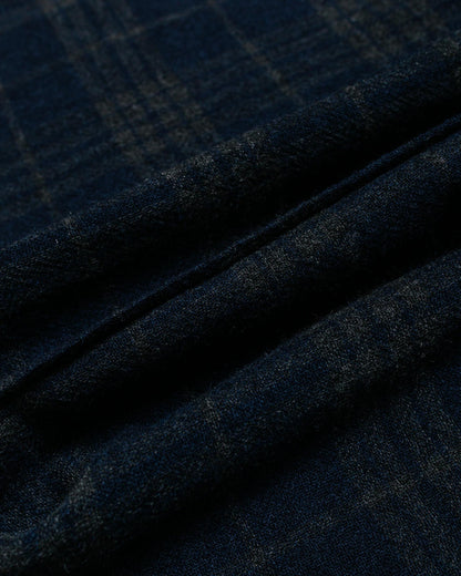 Norse Projects Algot Relaxed Wool Check Shirt Dark Navy fabric