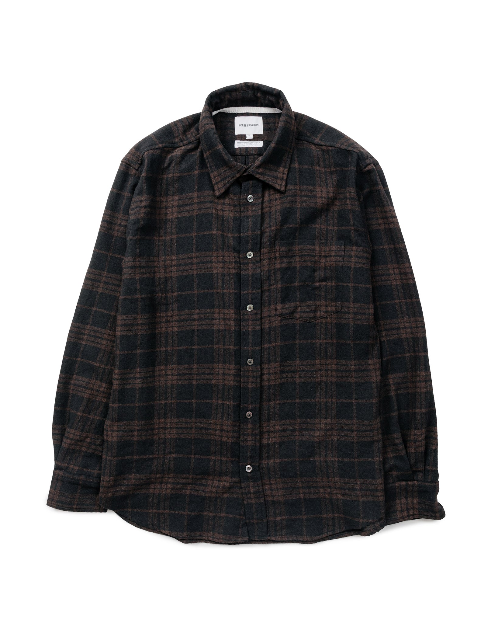 Norse Projects Algot Relaxed Wool Check Shirt Espresso