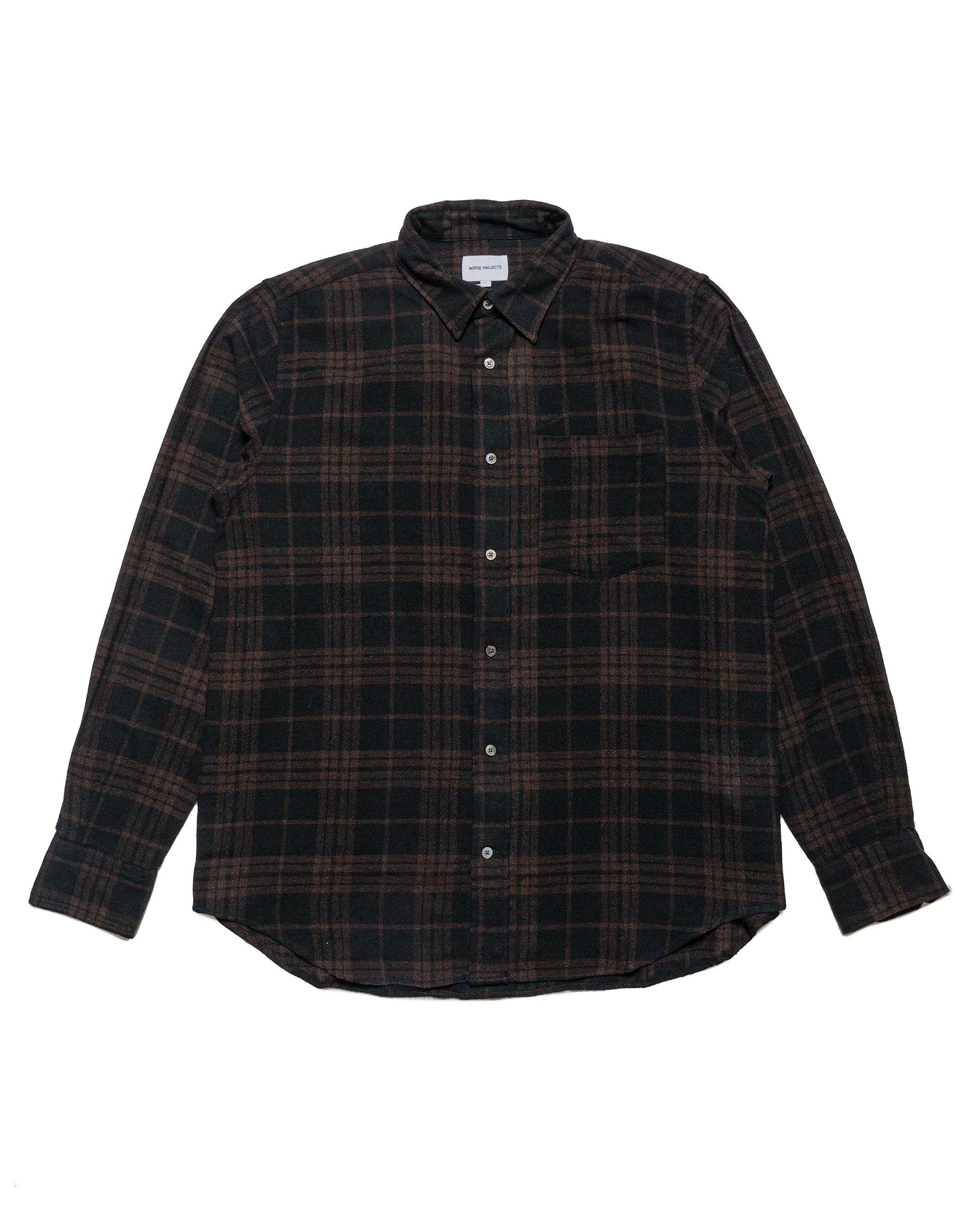 Norse Projects Algot Relaxed Wool Check Shirt Espresso