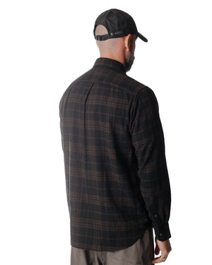 Norse Projects Algot Relaxed Wool Check Shirt Espresso Model Back