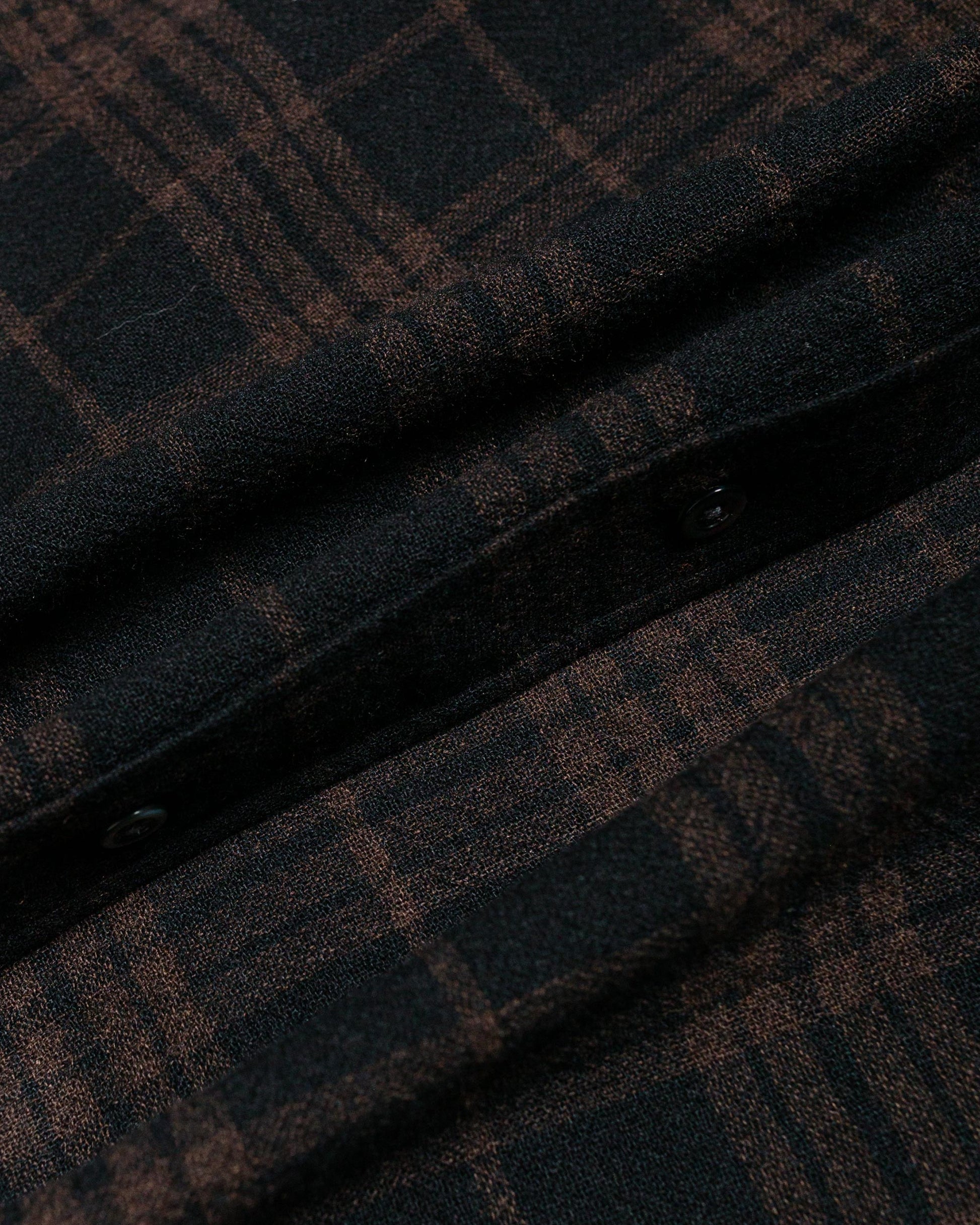 Norse Projects Algot Relaxed Wool Check Shirt Espresso fabric