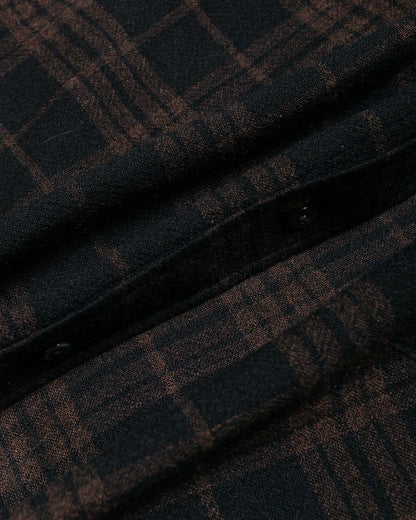 Norse Projects Algot Relaxed Wool Check Shirt Espresso fabric