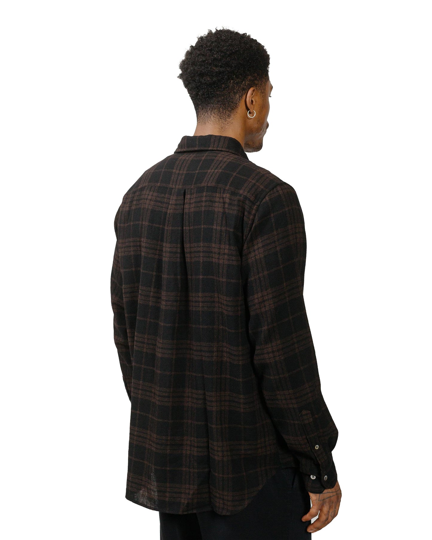 Norse Projects Algot Relaxed Wool Check Shirt Espresso model back