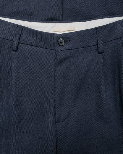 Norse Projects Benn Relaxed Cavalry Cotton Wool Pleated Trouser Dark Navy