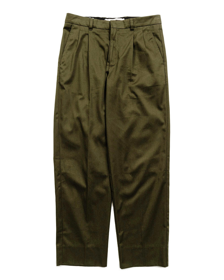 Norse Projects Benn Relaxed Cotton Wool Twill Pleated Trouser Beech Green