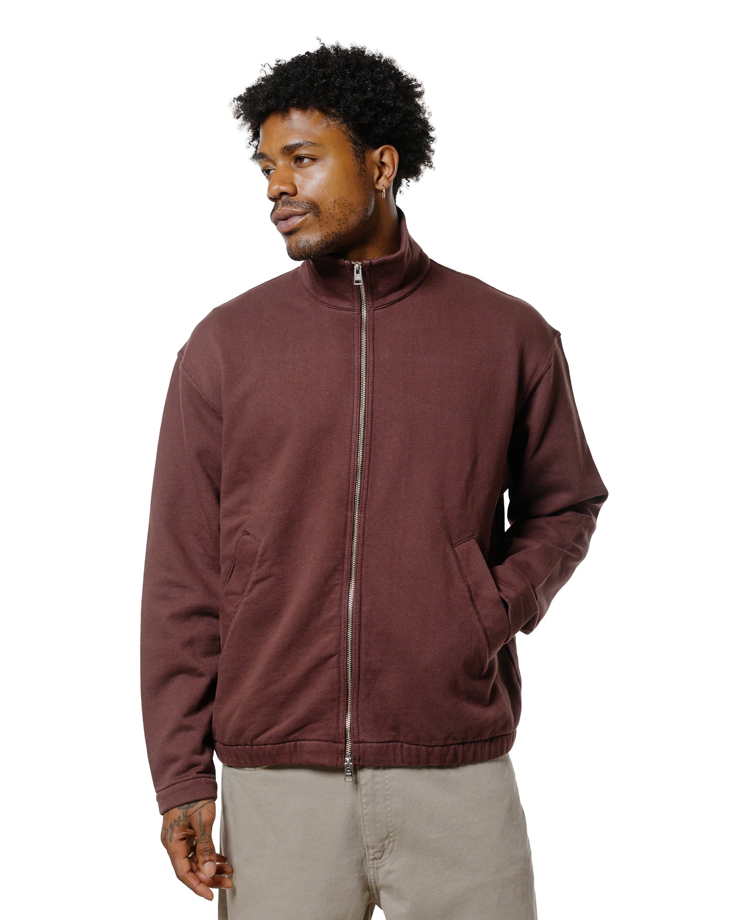 Norse Projects Bjorn Relaxed Organic Loopback Track Jacket Mahogany