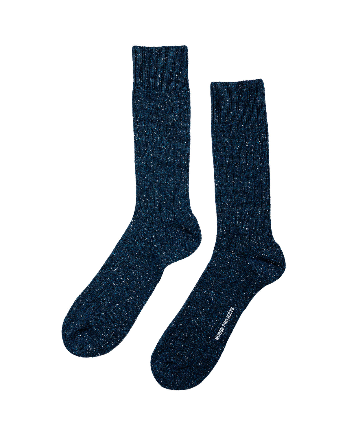 Norse Projects Bykle Neps Wool Rib Sock Dark Navy