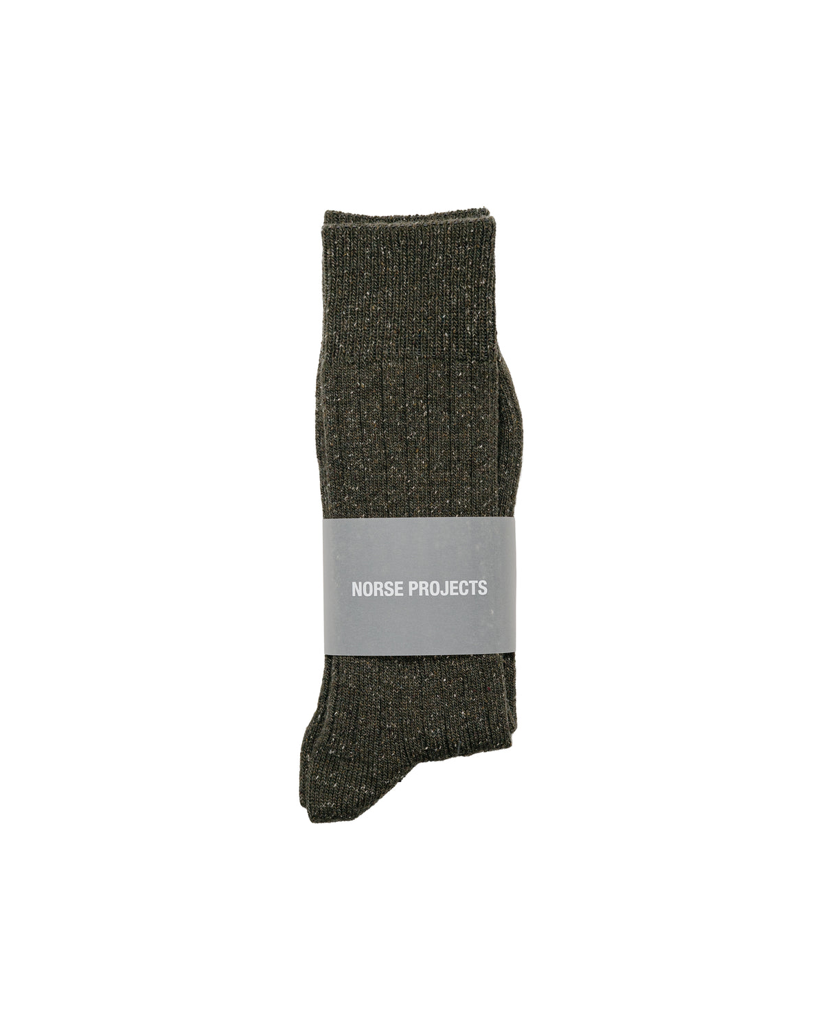 Norse Projects Bykle Neps Wool Rib Sock Olive NIght