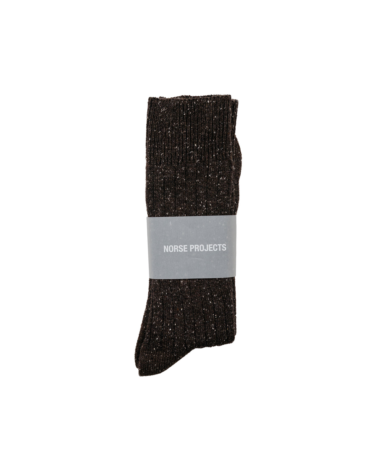 Norse Projects Bykle Neps Wool Rib Sock Seal Brown