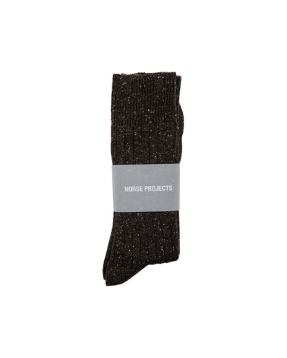 Norse Projects Bykle Neps Wool Rib Sock Seal Brown