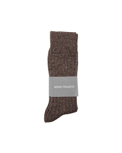 Norse Projects Bykle Neps Wool Rib Sock Walnut