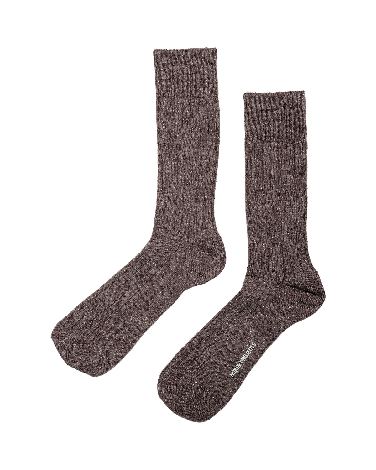 Norse Projects Bykle Neps Wool Rib Sock Walnut