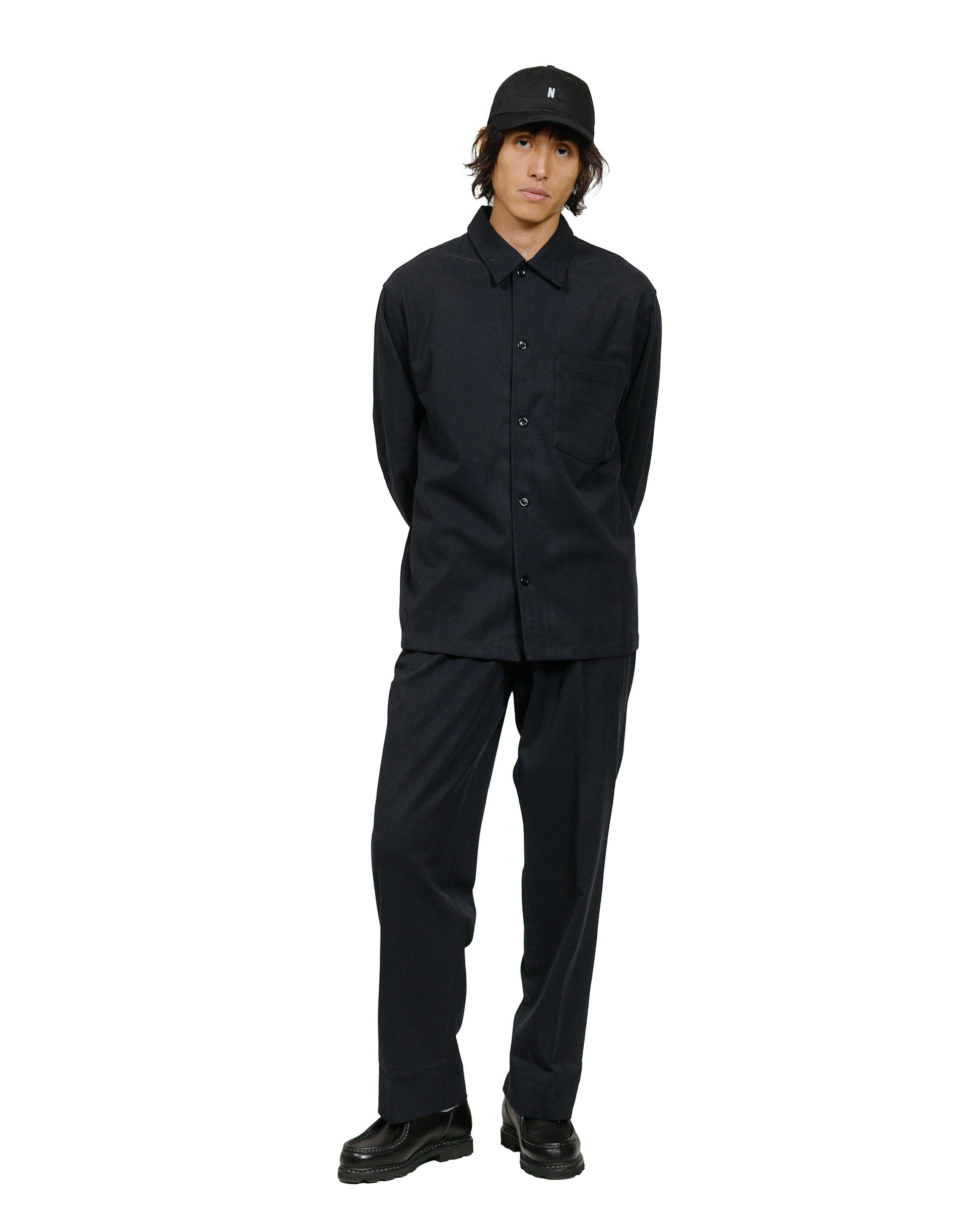 Norse Projects Carsten Cotton Wool LS Shirt Black model full