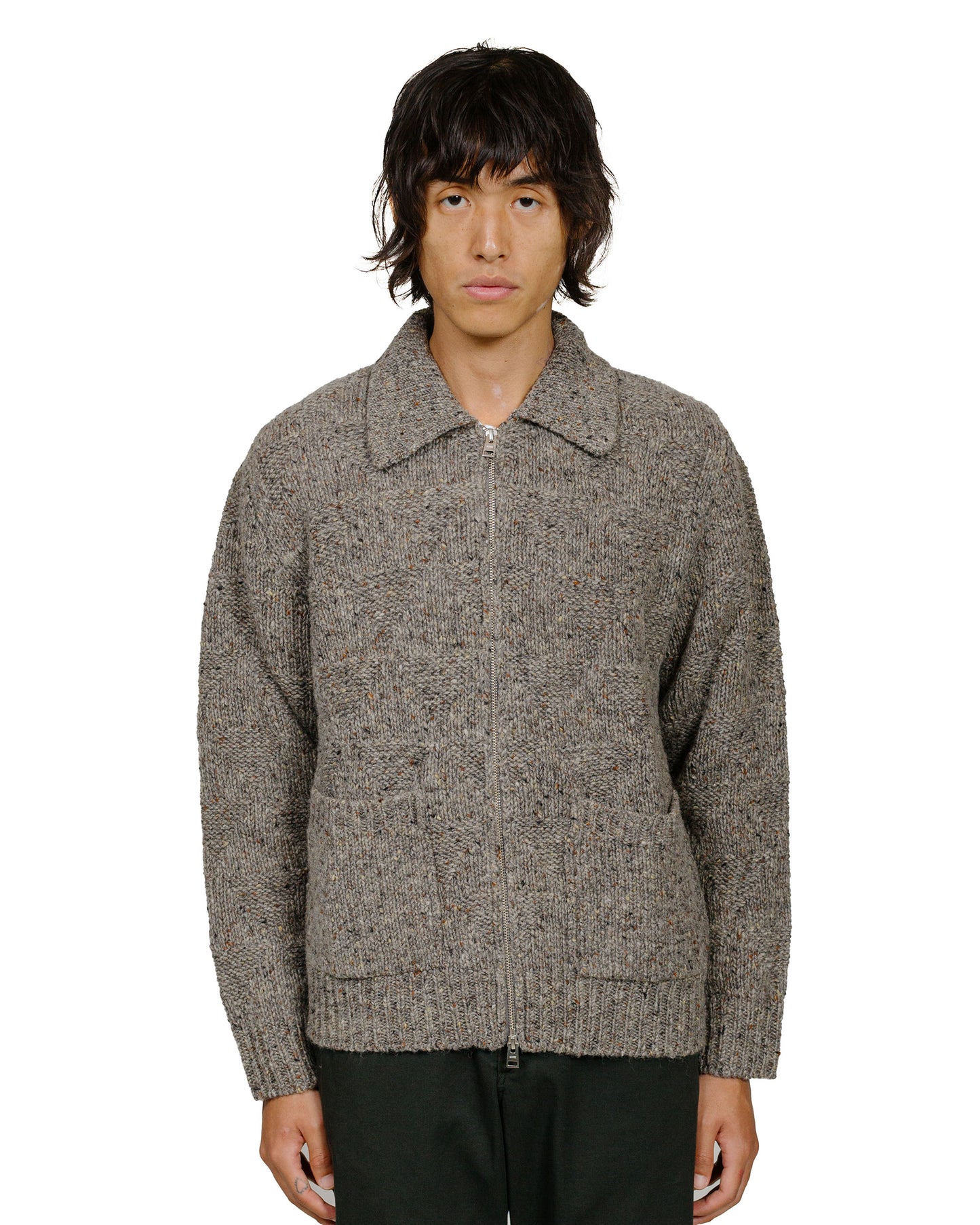 Norse Projects Erik Donegal Diamond Jacket Grey Melange model front