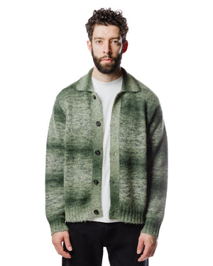 Norse Projects Erik Space Dye Knit Jacket Army Green Model Front