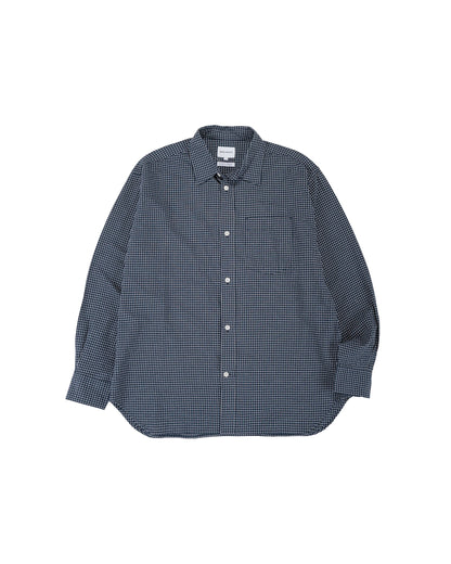 Norse Projects Espevik Check Oversized Shirt Dark Navy