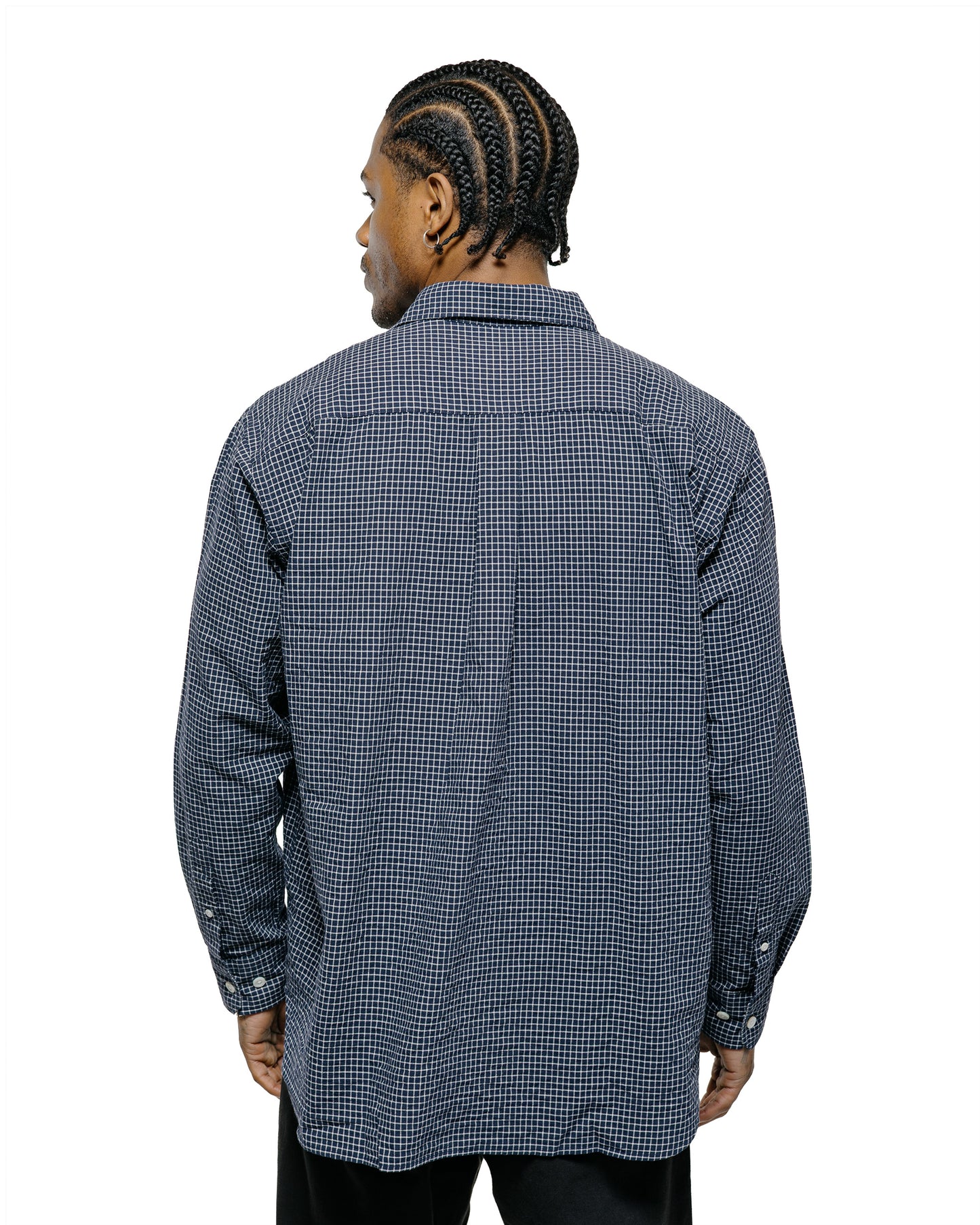 Norse Projects Espevik Check Oversized Shirt Dark Navy