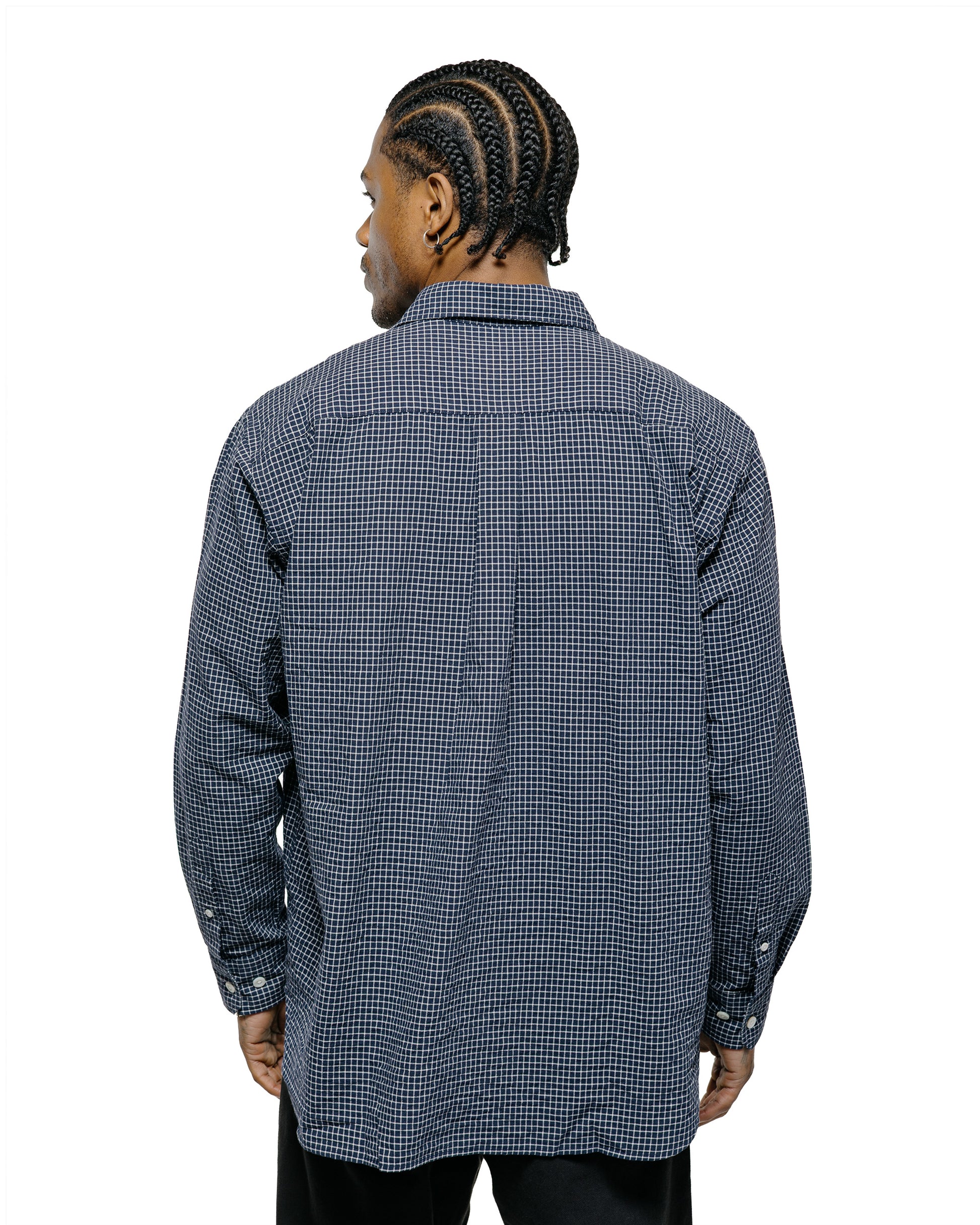 Norse Projects Espevik Check Oversized Shirt Dark Navy
