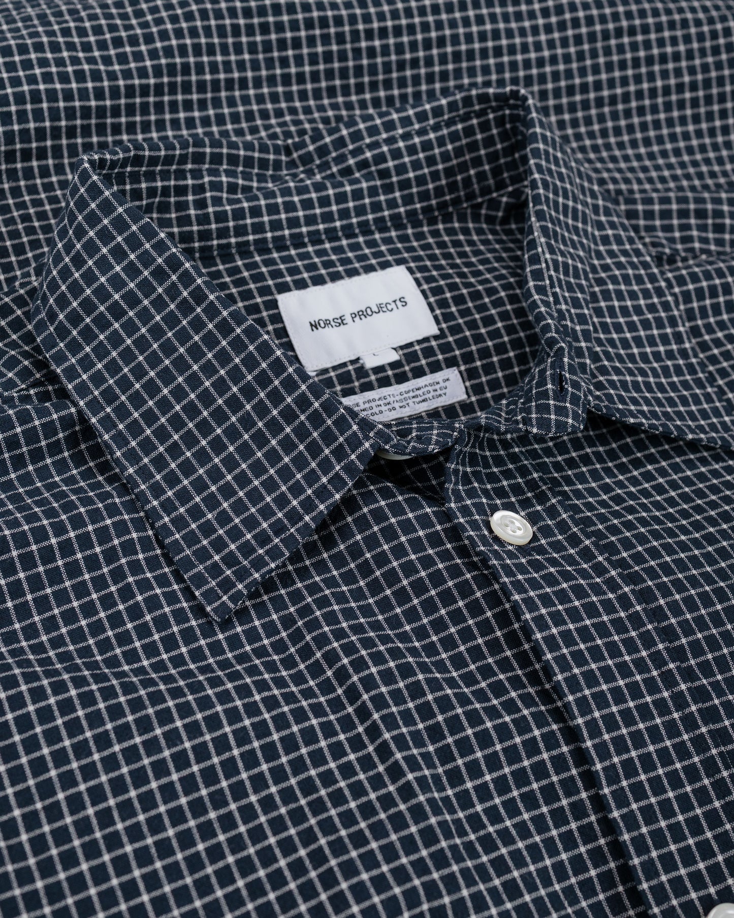Norse Projects Espevik Check Oversized Shirt Dark Navy