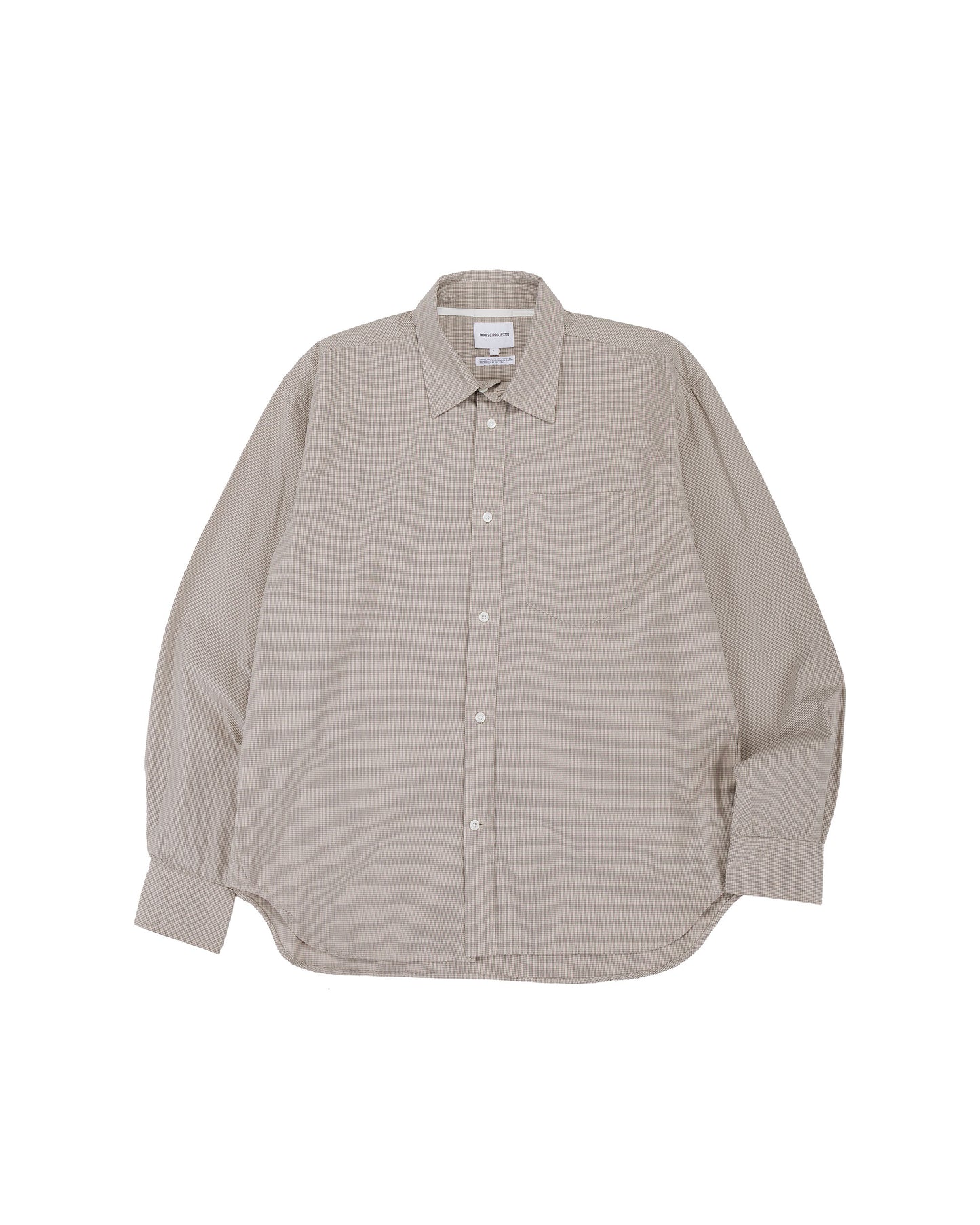 Norse Projects Espevik Oversize Micro Poplin Check Shirt Oatmeal