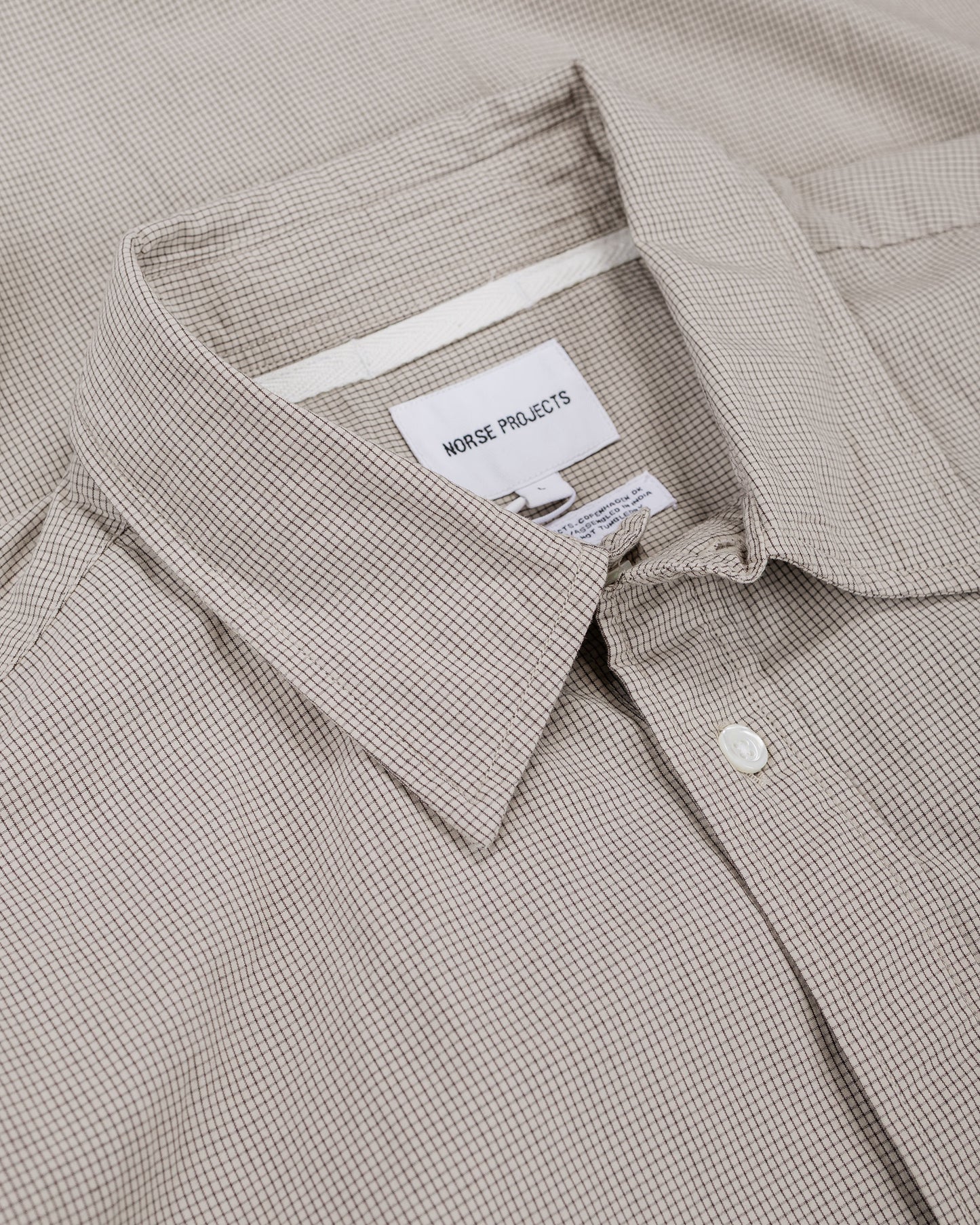 Norse Projects Espevik Oversize Micro Poplin Check Shirt Oatmeal