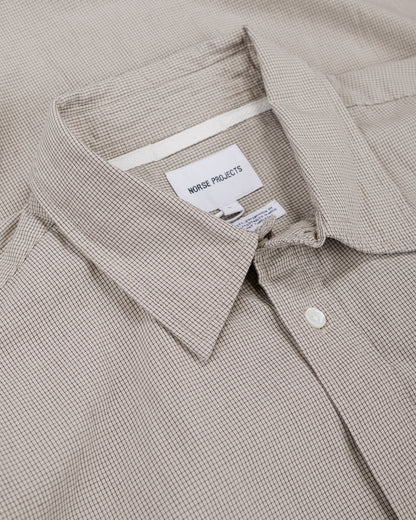 Norse Projects Espevik Oversize Micro Poplin Check Shirt Oatmeal
