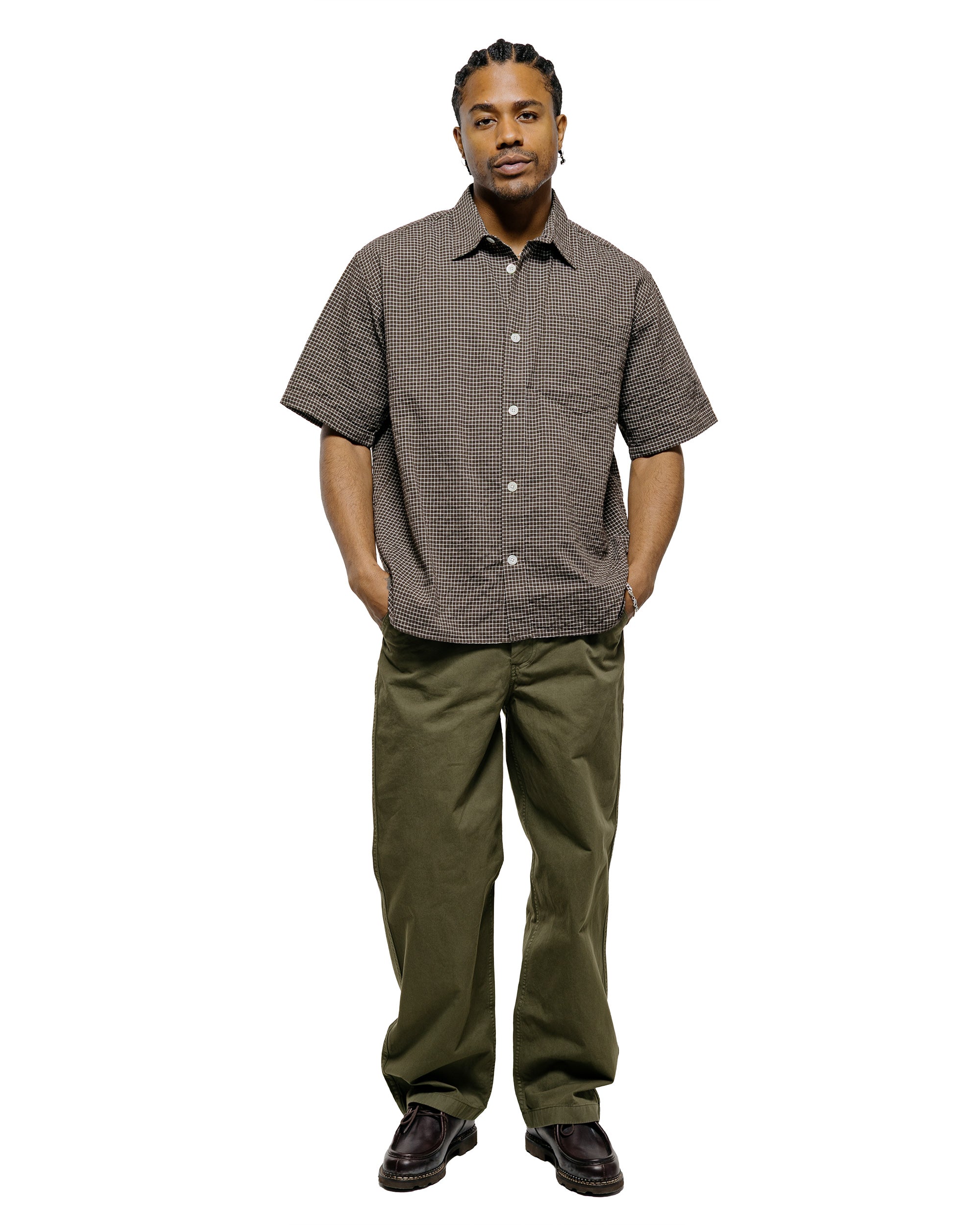 Norse Projects Espevik Oversized Check SS Shirt Taupe