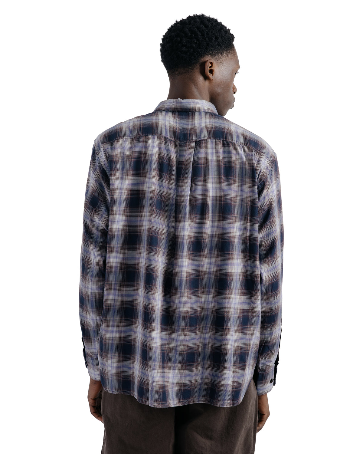 Norse Projects Falster Fine Cotton Flannel Check Oversize Shirt Darkest Purple