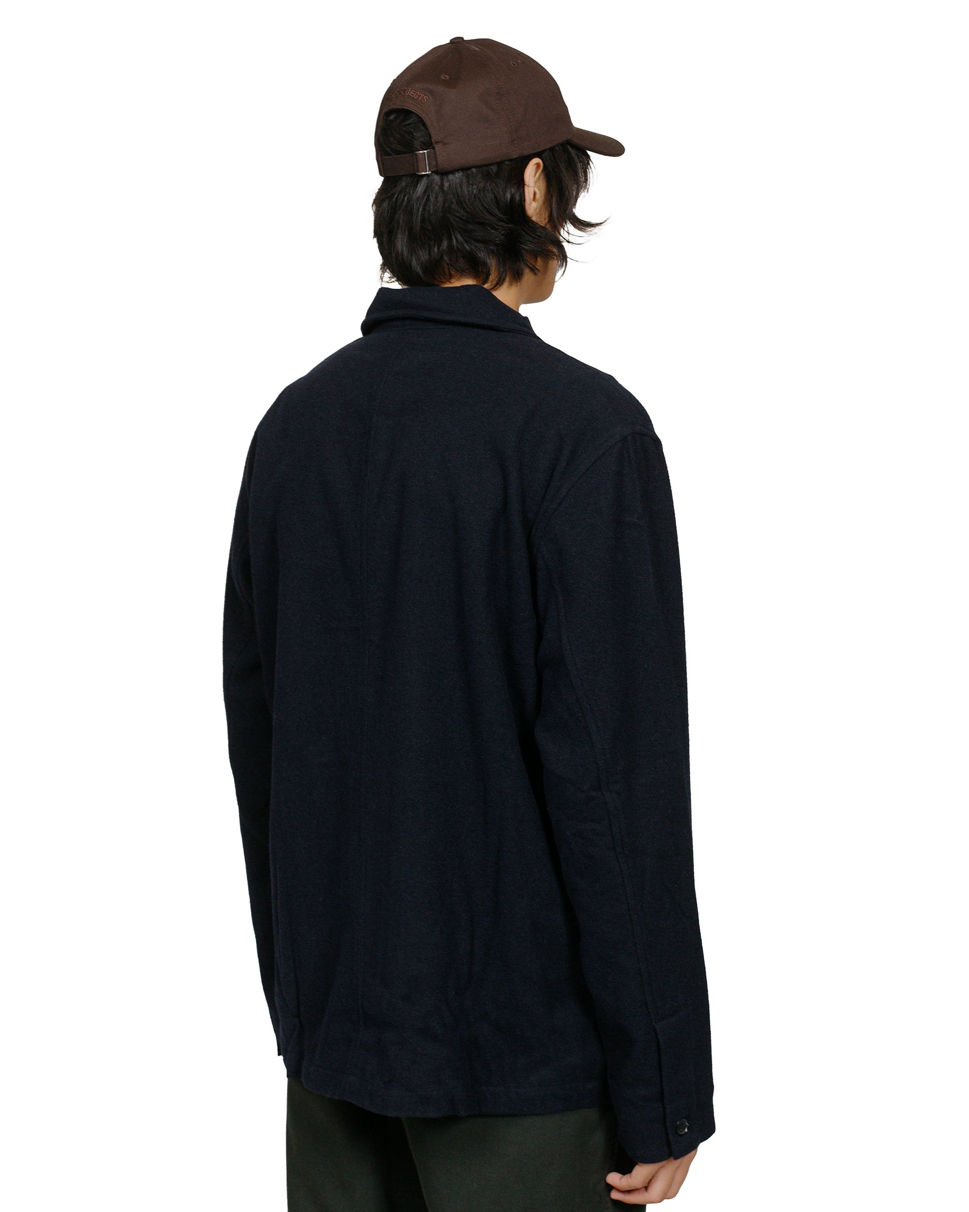 Norse Projects Folk Wool Overshirt Dark Navy model back