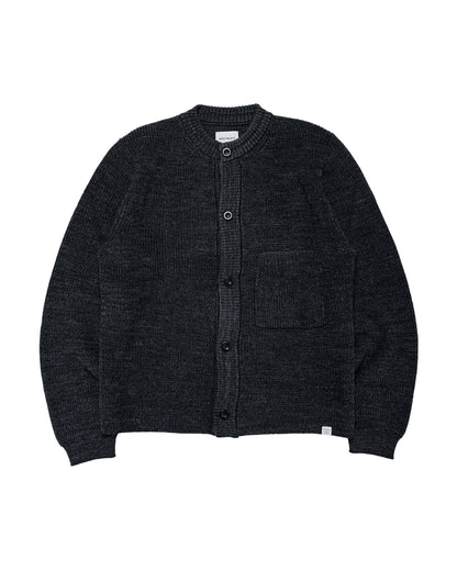 Norse Projects Gullverket Cotton Wool Rib Cardigan Dark Grey Melange