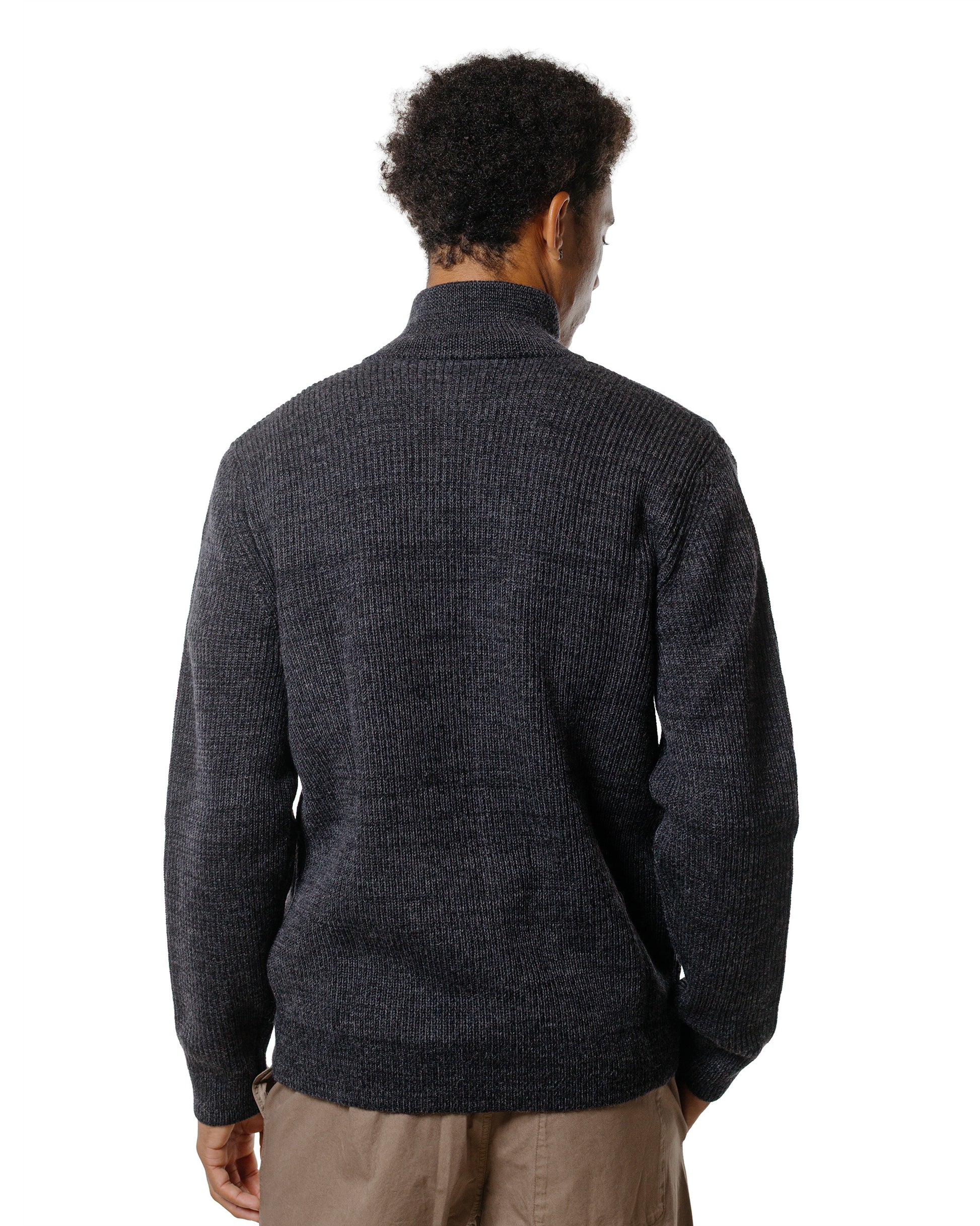 Norse Projects Hagen Wool Cotton Rib Full Zip Jacket Dark Grey Melange