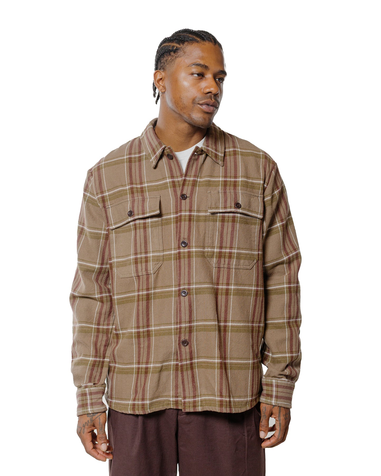 Norse Projects Hjalmer Heavy Twill Check Overshirt Walnut
