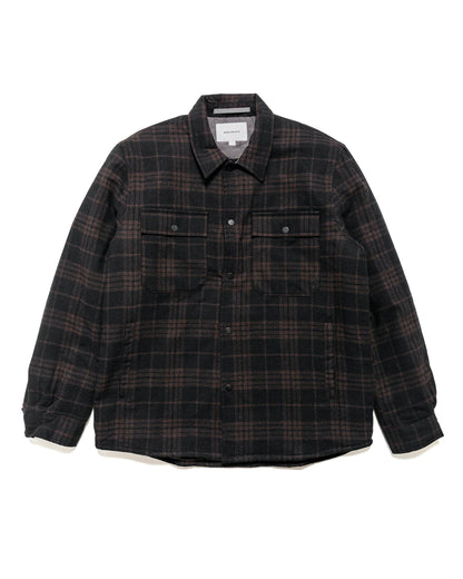 Norse Projects Hjalmer Insulated Wool Check Overshirt Espresso