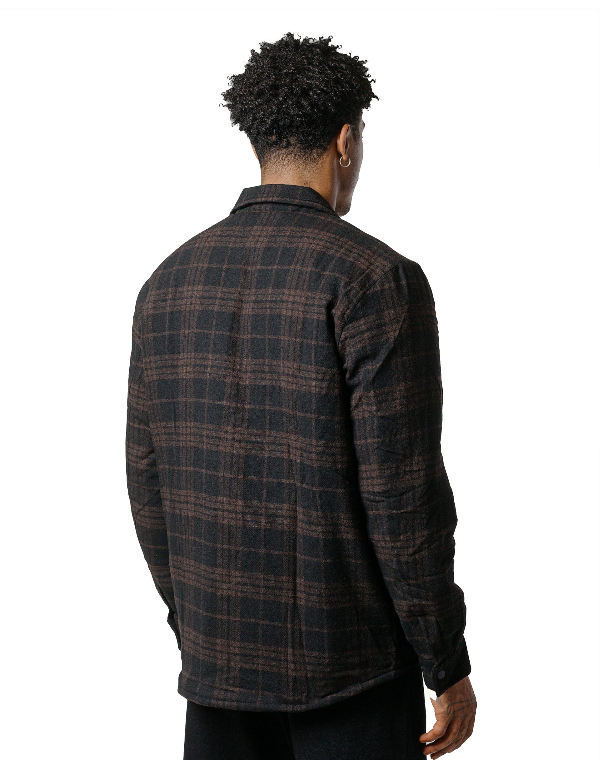 Norse Projects Hjalmer Insulated Wool Check Overshirt Espresso model back