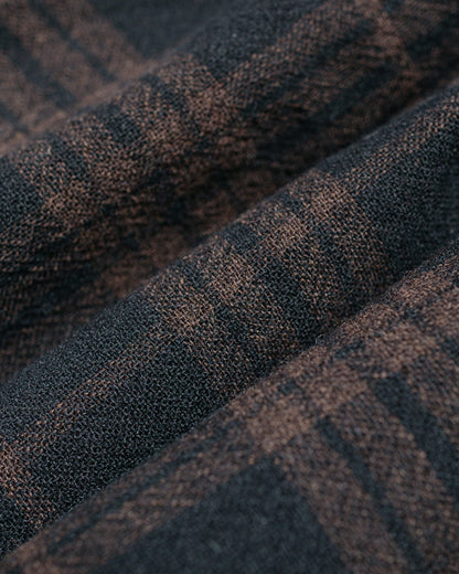 Norse Projects Hjalmer Insulated Wool Check Overshirt Espresso fabric