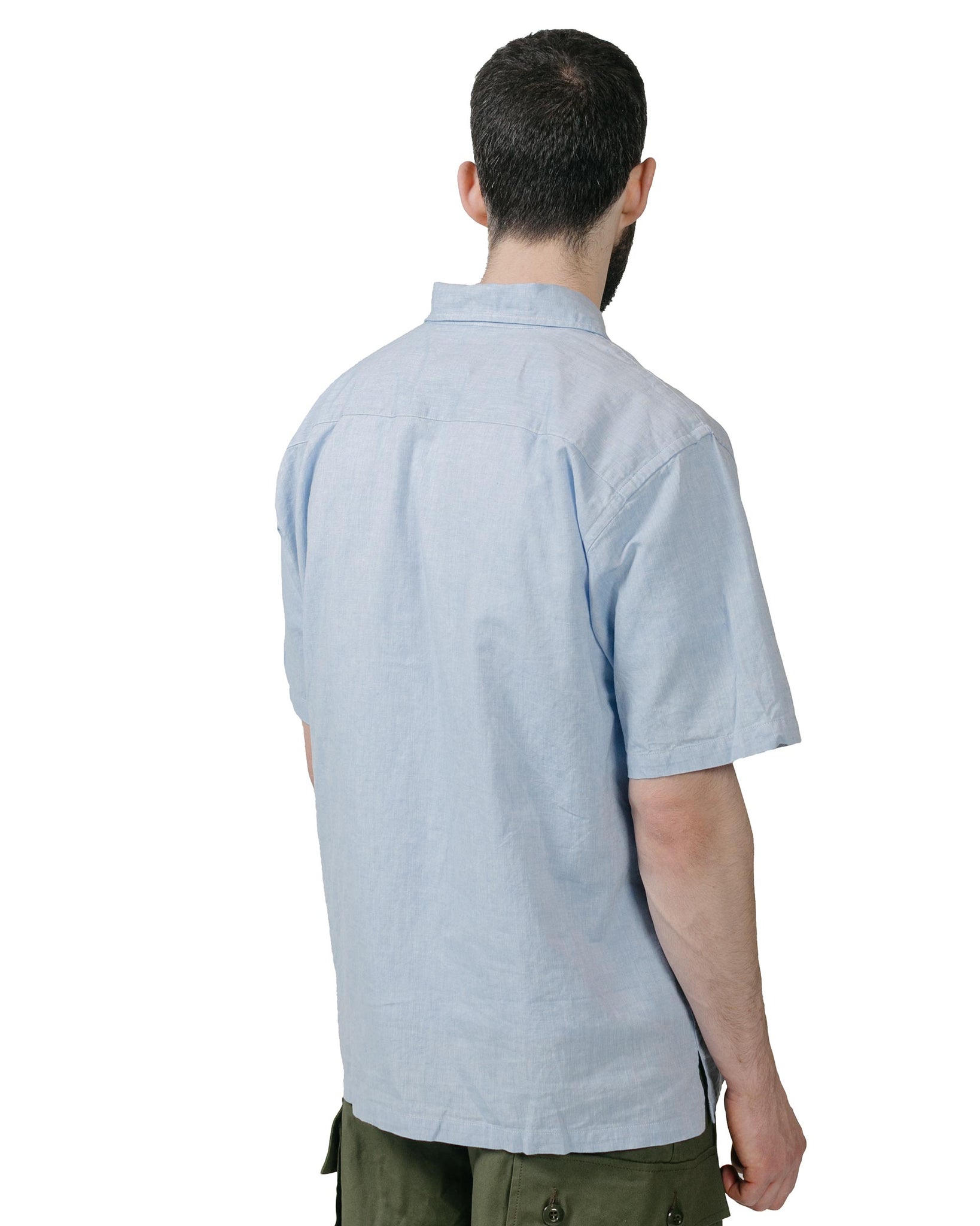 Norse Projects Ivan Relaxed Cotton Linen SS Shirt Pale Blue model back