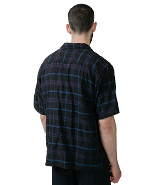 Norse Projects Ivan Relaxed Textured Check SS Shirt Dark Navy model back